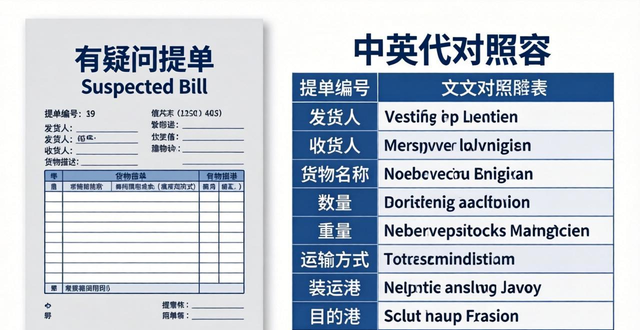 货代提单中英文对照表