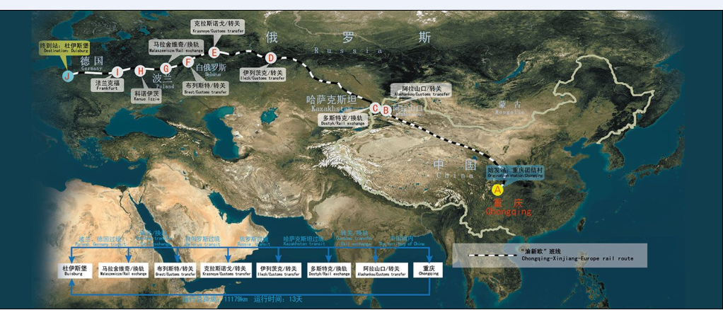 中欧铁路线路图(中欧班列物流）